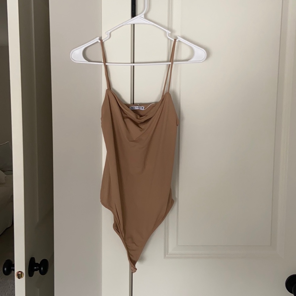 Zara Nude Bodysuit with Square Neck